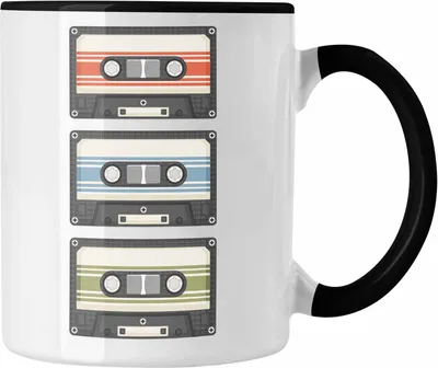 Produktbild von Trendation - Retro Vintage Tasse Geschenk Kassette Nostalgie Geschenkidee Kaffee-Becher (Schwarz)