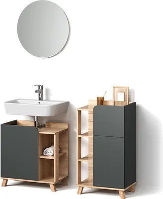 Produktbild von Badmöbel-Set Livinity Marano Anthrazit 3 Teile, mit Midischrank, Model 52961