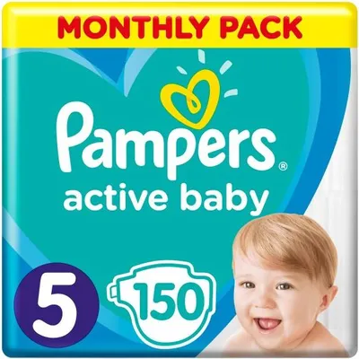 Image de Pampers Active Baby paquet mensuel de couches pour bébés taille 5 (150 pièces)