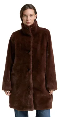 Produktbild von Tom Tailor Damen Fake Fellmantel mit Stehkragen