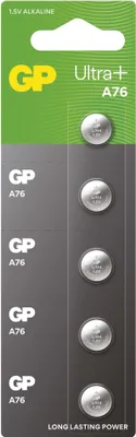 Alkalická knoflíková baterie GP Ultra plus A76F (LR44), 5 ks