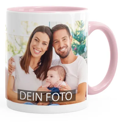 Produktbild von Fototasse, Tasse mit Foto und Text selbst gestalten, personalisierte Geschenke, Fotogeschenke Panorama Moonworks® rosa unisize