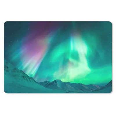 Produktbild von MuchoWow® Mauspad Mousepad Nordlichter - Berg - Nacht 27x18 cm - Mousepads - Maus Mat - Pad - Mausunterlage - Büroartikel - Desk Matten