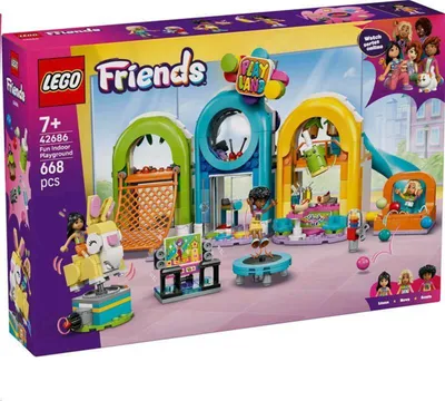 Obrázek produktu pro LEGO Friends Cool Indoor Playground - Hračka se skluzavkou, kuličkovým bazénem, kolotočem, občerstvením, 3 mini panenkami a doplňky - narozeninový dárek pro dívky od 7 let - 42686