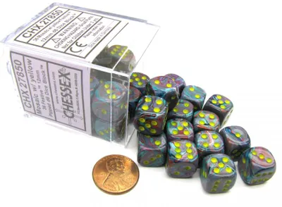 Produktbild von Chessex Festliches Mosaik/Gelb D6 12mm Würfelset (36 Stück)
