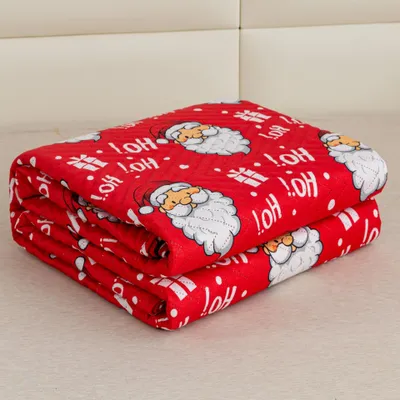 Produktbild von FEBE Tagesdecke Weihnachts Ho Ho Ho Bettüberwurf 240x200 cm Überwurfdecke Sofadecke Sofaüberwurf Flauschig Mikrofaser Zimmer Deko