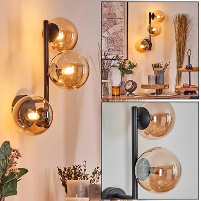 Produktbild von Isorella Wandlampe aus Metall/Glas in Schwarz/Bernsteinfarben