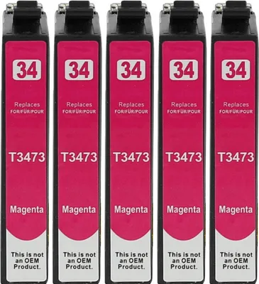 Produktbild von 5 kompatible Druckerpatronen T3473, T34 XL Magenta für Epson WorkForce Pro WF-3720 DW, WF-3720 DWF, WF-3725 DWF