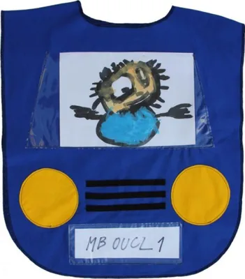 Produktbild von Blaue Spielzeugweste Verkehrserziehung für Kinder ab 3 Jahren, Auto-Motiv, transparente Taschen