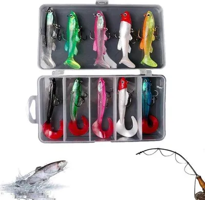 Produktbild von Angelgerät 10tlg. mit Gummiaas für Süßwasserfischerei