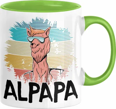 Produktbild von Vater Papa Tasse Gschenk Alpaka Llama Alpapa Geschenkidee Spruch für Vater zum Vatertag (Grün)