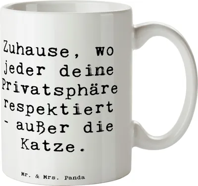 Produktbild von Mr. & Mrs. Panda Trinkbecher Spruch Geborgenheit im Zuhause - Weiß - Geschenk, Kaffeetasse, Gefühl, Kaffeebecher, Becher, Heimeligkeit, Liebe, Pott, Tasse, Zitat