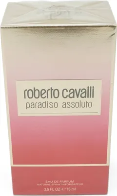 A product box for Roberto Cavalli Paradiso Assoluto Eau de Parfum.