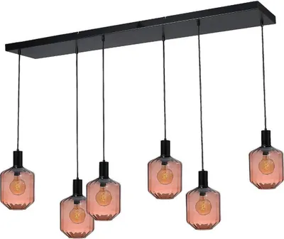 Produktbild von masterlight Pendelleuchte Porto 6-flammig Glas Rot-Transparent 130x20cm