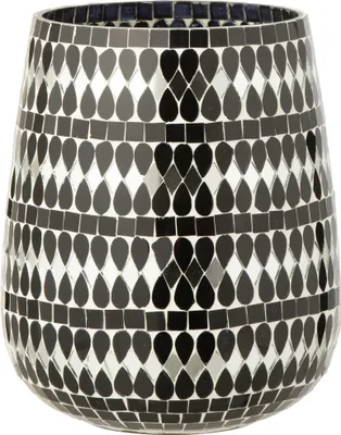 Produktbild von J-Line Windlicht Mosaik Glas Schwarz/Silberfarben Large