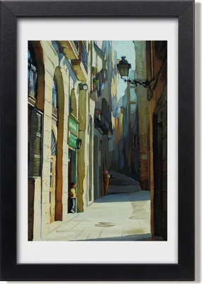 Produktbild von Bild 20x30 MDF-Rahmen, Wandkunst Straßen von Barcelona