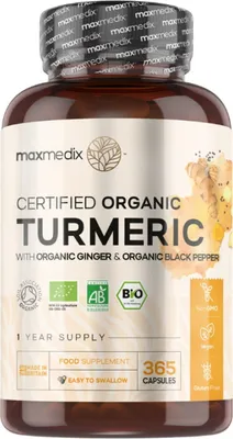 Zdjęcie produktu dla maxmedix Kurkuma Organiczna Kurkuma Kapsułki Wysoka Dawka