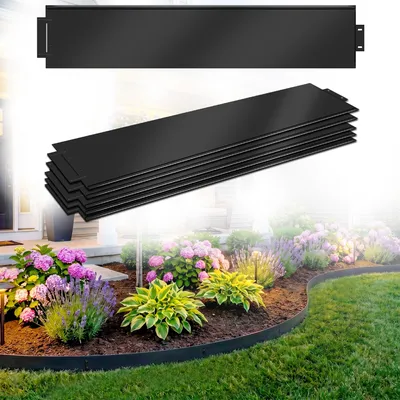 Produktbild von YZNAHRE 5m Rasenkante Metall Flexibel Verzinkt Beetumrandung 5 Stück 100x15cm (L x H) Beeteinfassung Mähkante Palisade für Gartenpflanzen, Schwarz
