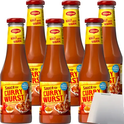Produktbild von Maggi Sauce für Currywurst fruchtig pikant mit feiner Schärfe 6er Pack (6x500ml) + usy Block