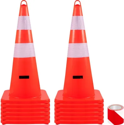 Obrázok produktu pre Bezpečnostný kužeľ - Dopravný kužeľ - Oranžový - 30,5 x 71,1 cm - S reflexným golierom - Cestný kužeľ