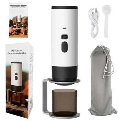 Immagine prodotto di Macchina da caffè portatile - Macchina per caffè espresso a capsule - Alta pressione 15 bar - Senza fili - Ricaricabile - Modello da viaggio - Bianco