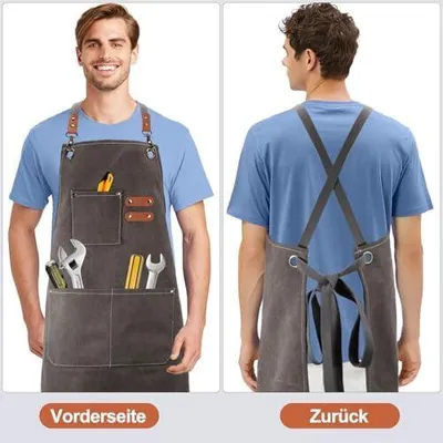 Produktbild von Canvas Schürzen für Männer und Frauen, Denim Kochschürze mit Taschen und verstellbarem Gurt