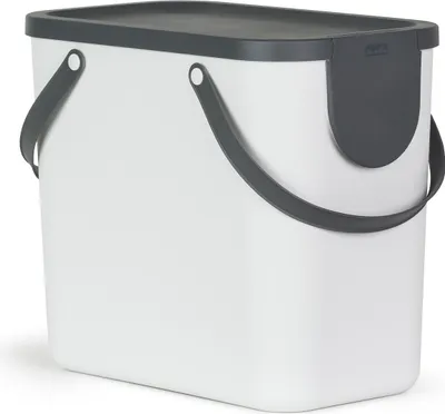 Produktbild von Rotho Mülltrennsystem 25L Albula - Mülleimer 40,0 x 23,5 x 34,0 cm - Abfalleimer Kunststoff mit Griffen - Müllbehälter mit Deckel und Aufklebern