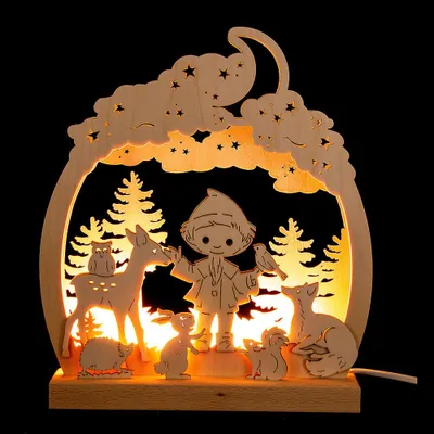 Produktbild von Romantikleuchte Sandmännchen im Wald (24x28cm) von RATAGS Holzdesign
