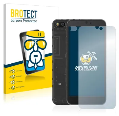 A product shot of a screen protector and its packaging, with a smartphone shown for context.
