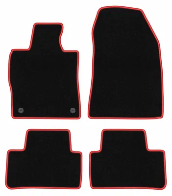 Produktbild von Fußmatten Automatten Velours Schwarz/Rot für Opel Astra VI 2021- Set 4-tlg