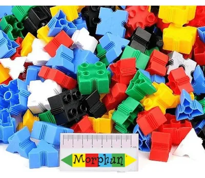 Produktbild von Morphun Junior Ergänzungsset 100 Teile – 6-seitig verbindbare Bausteine (Dreiecke & Quadrate, 3,2–5,5 cm, Plastik) – ab 4 Jahren, CE & EN71