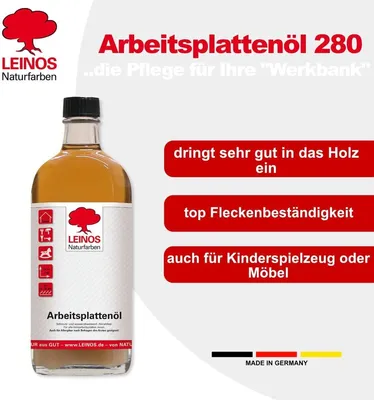 Produktbild von LEINOS Arbeitsplattenöl 0,75 l – Arbeitsplattenöl Küche, lösemittelfrei