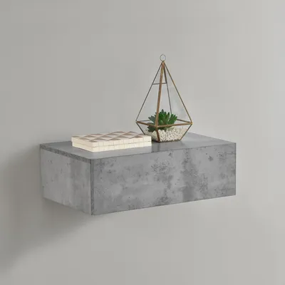 Produktbild von Wandregal 'Oslo' mit Schublade 46x30x15cm Beton-Optik