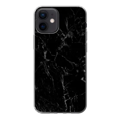 Produktbild von MuchoWow® Handyhülle Schutzhülle Hülle für iPhone 12 Marmor - Schwarz - Naturstein Silikon Softcase Handy Hülle - Schutzhülle
