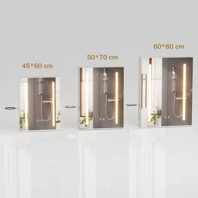 Image de Armoire de salle de bain - Armoire miroir - Meuble mural - Rangement - 50x15x70 cm - Miroir anti-moisissure