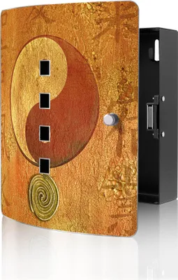 Produktbild von banjado Design Schlüsselkasten aus Edelstahl für 10 Schlüssel, Schlüsselschrank 24 x 21,5 x 7cm groß mit Magnetverschluss,  Yin Yang [BWSK 12054]