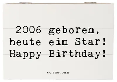Produktbild von Mr. & Mrs. Panda Geschenkbox Spruch 2006 Geburtstag Star 22 x 15 cm - Weiß - Geschenk, fotobox, Box, Geburtsjahr, Persönliche Geburtstagsgeschenke, Happy Birthday, feiern