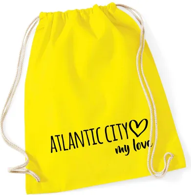 Produktbild von Huuraa Turnbeutel Atlantic City my love 12 Liter Yellow Baumwolle Rucksack Geschenkidee