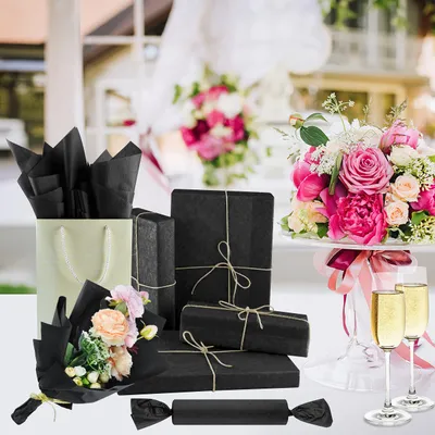 Produktbild von Seidenpapier schwarz, 60 Blatt, 35 x 50 cm, matt, für Geschenkverpackung