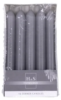 Productafbeelding van DONAU HOME Set gladde staalkaarsen/grafit / 10 stuks in een doos / 17 x Ø 2 cm