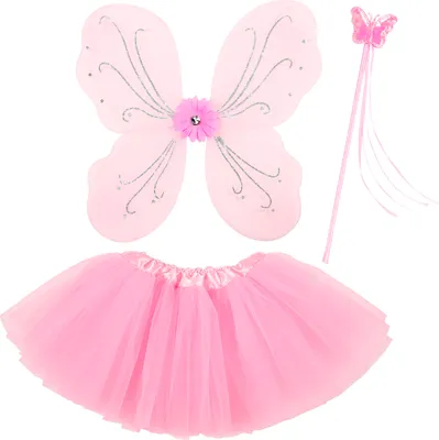 Produktbild von Magic Fairy rosa 3-tlg. Tütü, Flügel, Feenstab