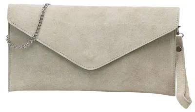Immagine prodotto di Borsa a tracolla o pochette in pelle scamosciata o pelle metallizzata - Beige