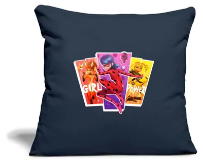 Produktbild von Spreadshirt Miraculous Girl Power Ladybug Superhelden Kissenbezug 45x45 cm, One size, Navy