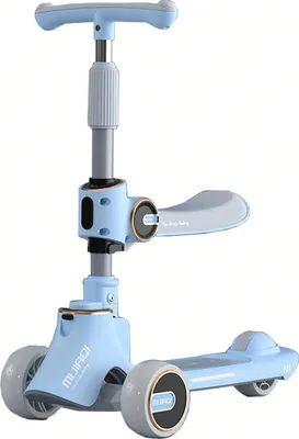 Produktbild von 3 in 1 Kinder Scooter, mit LED & Musik, höhenverstellbar, Sitzfunktion, für 2-8 Jahre, Blau