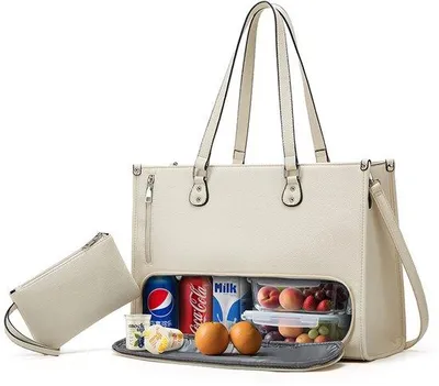 Produktbild von Vegane Laptop-Tas 15,6 Zoll - Isolierte Schultertasche - Frauen-Koeltasche - Schreibtisch-Tasche - Weiß