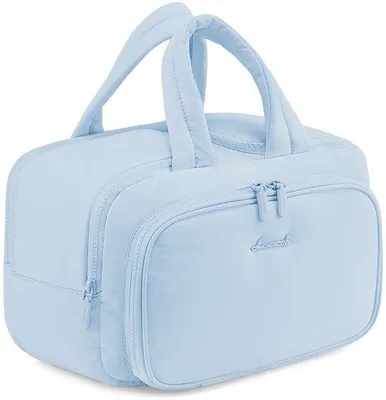 Productafbeelding van Reistas voor cosmetica, lichtgewicht make-up tas voor op reis, beauty tas met grote opening en compartiment voor vochtinbrengende producten, waterdichte make-up tas, make-up tas, reistas voor cosmetica met handgreep, geschikt voor dames