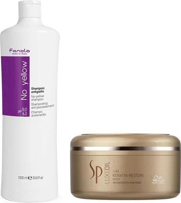 Produktbild von Fanola No Yellow Shampoo 1000ml + Wella SP Luxe Oil Keratin Restore Mask 150ml