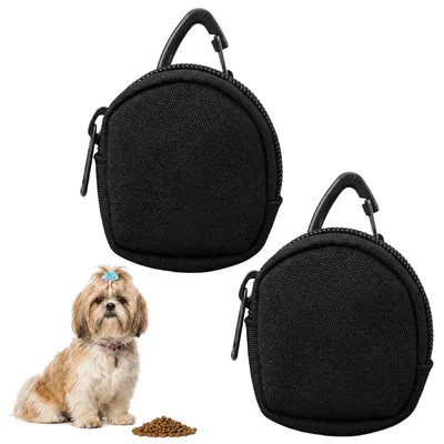 Imagen del producto de Bolsa para snacks para perros, paquete de 2 unidades, con mosquetón, portátil, ideal para entrenamiento y paseos