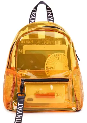 Produktbild von Transparenter Rucksack Damen Wasserdicht PVC Orange mit Innentasche