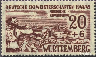 Produktbild von Briefmarken Franz. Zone-Württemberg 1949 Mi 39 postfrisch Skimeisterschaft
